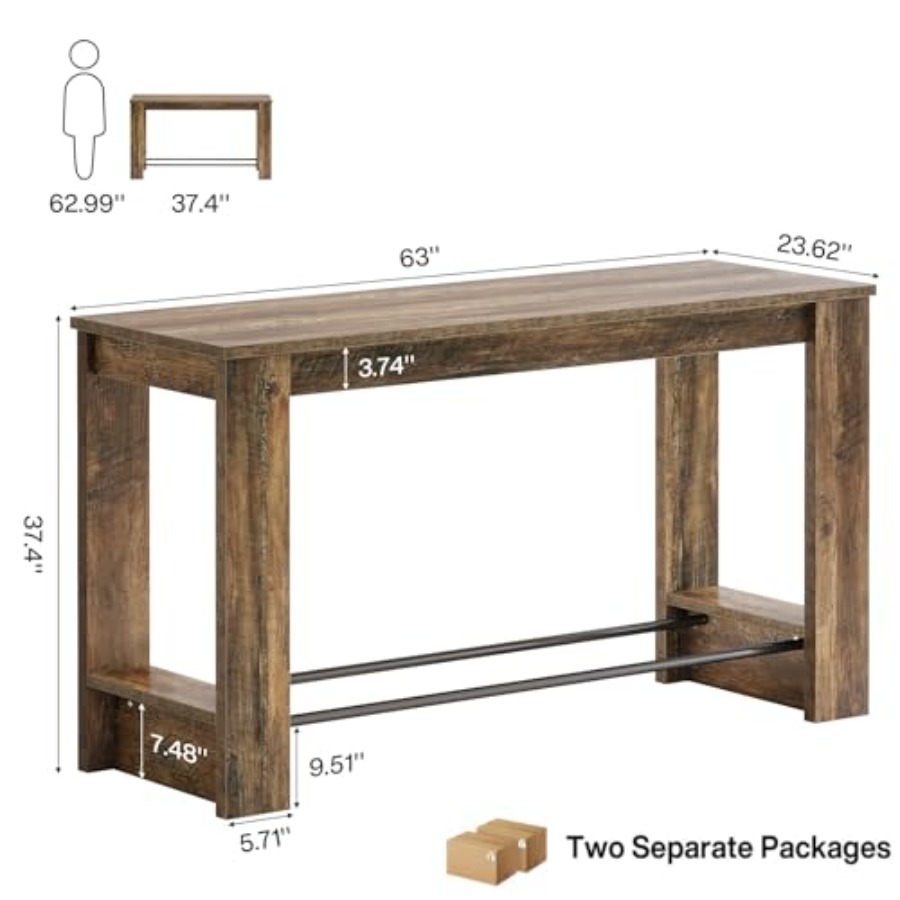 63'' Bar Table Set of 2, Count - Home Bar And Counter recension och pris