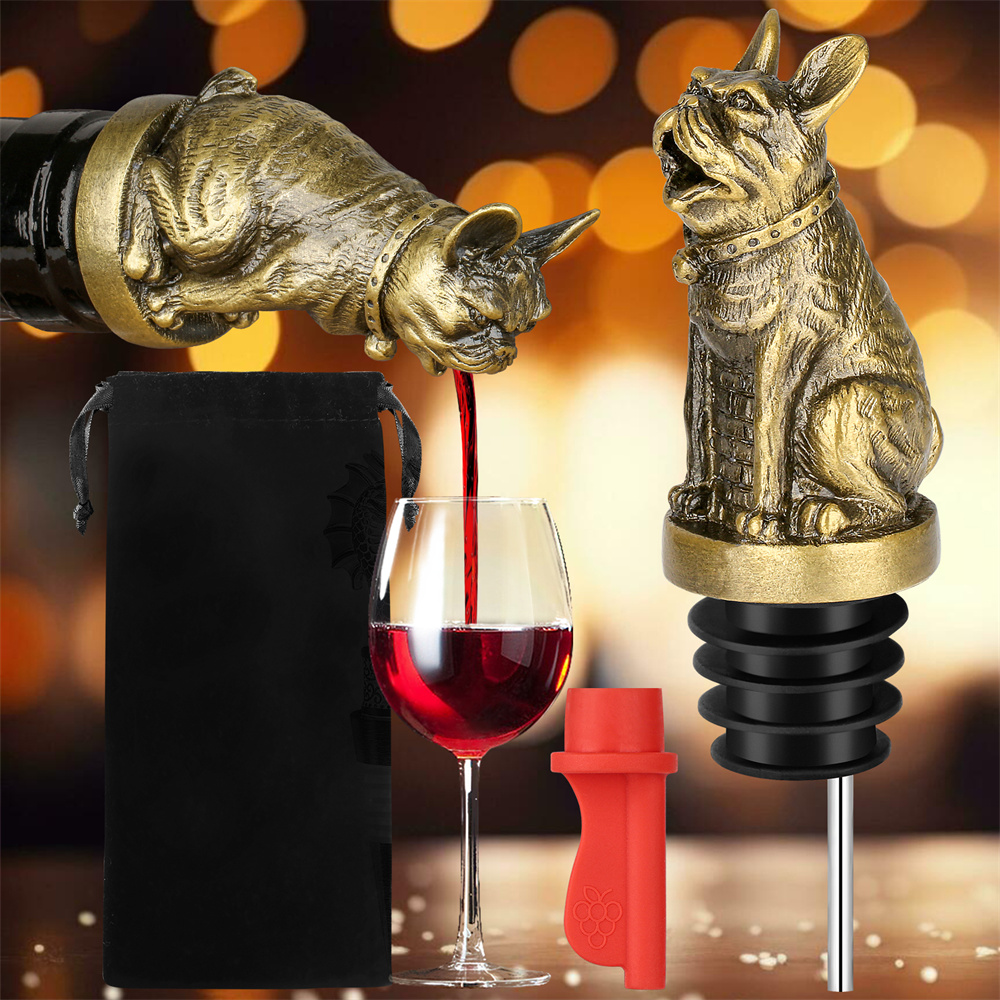 Cute French Bulldog Wine Pouer - Wine Preservation Pump recension och pris